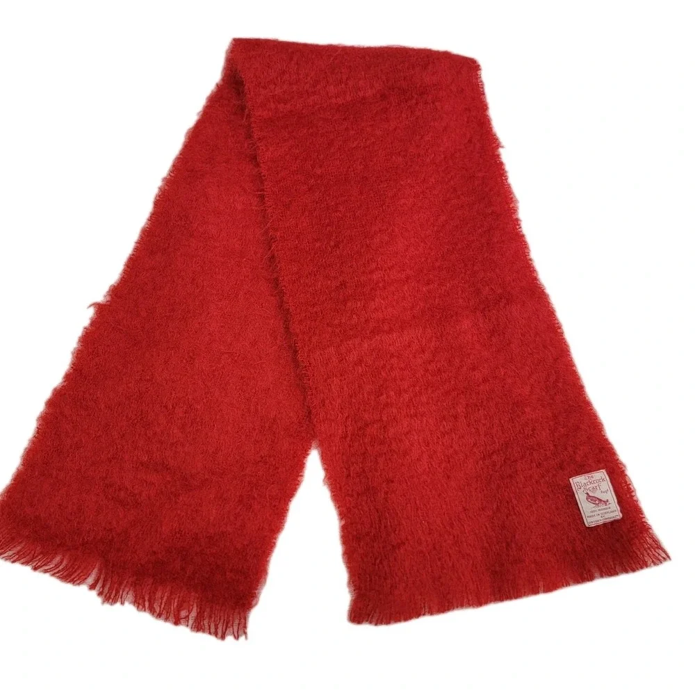 VTG Blackcock Scarf 100% Mohair Red Made in Scotland by Gibson & Lumgair 49
